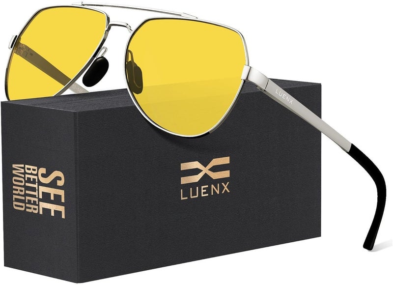 LUENX Aviator Sunglasses for Men Women Polarized New Shades Large Metal Frame - UV 400 Protection - Image 1